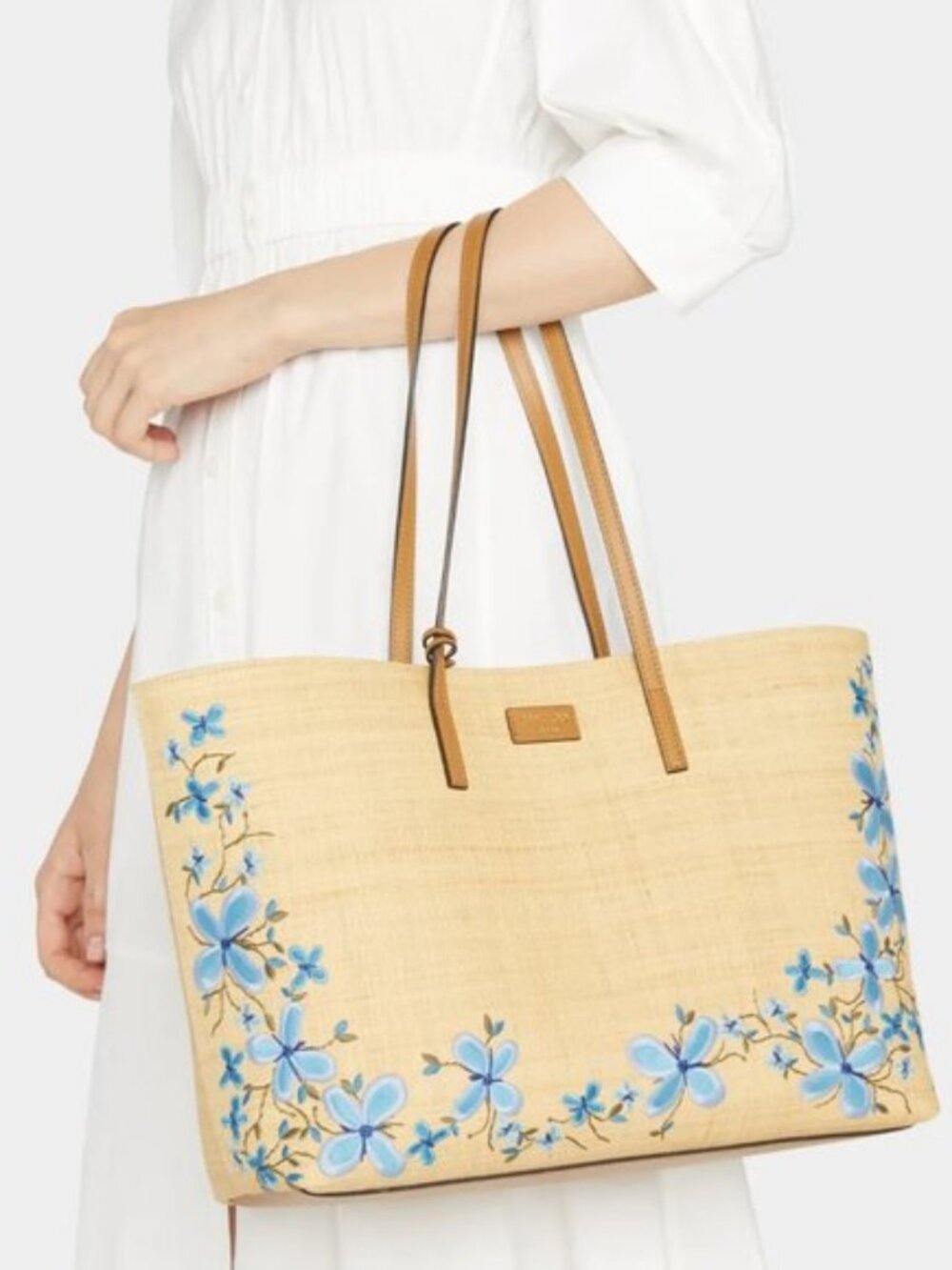 New Jimmy Choo Nine2Five Textured Floral Tote Bag